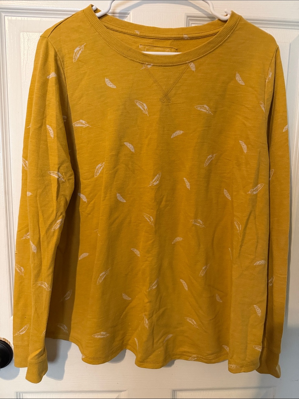 Mustard Yellow Feather Print crewneck